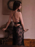 Sexy Transparent Lace Thin Back Sling Sling Skirt Pure Lust High Open Pajamas