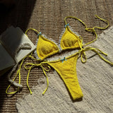 2025 Bumpy Bow Lace With Sexy Dew Parted Swimsuit