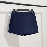 Zingj Photo Suit Shorts Female 2024 Summer New High Waist Loose Blue Five Split Pants Straight Tube Hong Kong Flavor Casual