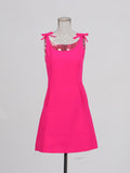 Sweet Wind Dress Woman 2025 Spring New Fashion Solid Colored Bow Spliced Design-Sensitive Sling