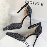 Shoes Sexy High Heels Women Pumps Sparkle Sequins Stiletto Heels 10 Cm Party Shoes Women Heels Summer Women Sandals