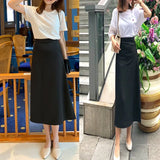 Summer Elegant Women Skirt Ladies Satin Skirt Plain Shiny Vintage Skirts Solid Office High Waist Fashion Party Skirts