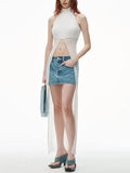Spring 2025 New Temperament Commuting Wind Half-High Collar Plus Long Sleeveless Solid Color Knitted Sweater