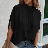 New Fashion Summer Chic Elegant Loose Clothing Spring Dot Print Blouse Short Sleeve Shirt Women Tops Casual Blusas