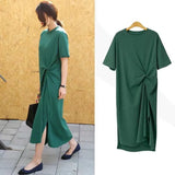 Zingj T-Shirt Women Summer 2024 New Korean Version Of Plus-Size Women's Loose Show Thin Over The Knee Long T-Shirt Skirt