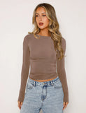 New Set-Up Bottom Shirt For Women Winter Solid Color Bottom Collar T-Shirt Sexy Hot Girl Slim Thin Long