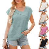 Women's Summer Slanted Fashion Leisure Short Sleeve Fashion Shirt