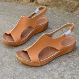 Female Summer Slope And Thick-Soled Sandals Large-Size Casual Fashion Simple Buckle