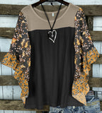 Women's Dress Spring And Summer Wish Bat Sleeve Print Color Waffug Blouse T-Shirt
