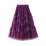 Skirt 2025 Spring New Mesh Dress Design Half-Dress Net Yarn Splicing Ponpong Skirt
