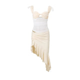 Zingj Summer New Sexy Hot Girl Pleated Wrapped Chest Jacket Temperament Flounce Irregular Skirt Suit