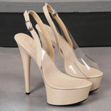 Zingj Rhinestone Fish Mouth Shoes Nightclub Fine Heel Stilettos 15CM Car Model Sandals Female Runway Steel
