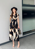 Light Luxury Retro Sleeveless V-Neck Print Dress Women's Summer Waists Thin Temperament Elegant Famous