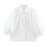 Women's Clothing Explosion Fashion Cowboy POLO Collar Sleeve Shirt + Trousers