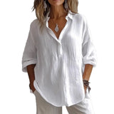 And Summer 2025 New Solid Color Casual Loose Button V-Neck Shirt Shirt
