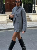 Women's Autumn And Winter New Fashion Temperament Loose V-Neck Double Buckle Coat