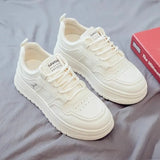 White Shoes Women 2025 Autumn And Winter New Korean Version Of The Round Breathable Sports Casual Shoes Students Thick-Soled Shoes