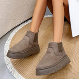 And South Korea Solid-Colored Thick Background Snow Boots Women's Pine Velvet Cloth Tight Belt Warm Cotton Boots