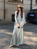 Xixi 2025 Spring New Temperament Chiffon Shirt + High-Waist A-Word Half-Body Dress Two-Piece Suit Woman