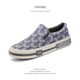 Flash-Step Autumn New Men's Shoes Korean Print Fashion Trend Men's Cloth Shoes Comfortable Breathable Board Shoes