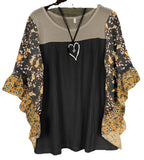Women's Dress Spring And Summer Wish Bat Sleeve Print Color Waffug Blouse T-Shirt