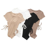 Zingj New Summer Stretch Slim Waistband Jumpsuit Women's Solid Color Short-Sleeved T-Shirt Bottom