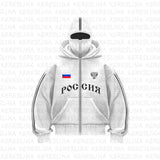 Double Hat Design Letter Hooded Cardigan Autumn And Winter Men And Women With The Same Loose Y2K