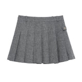 And Winter New Buckle Blended Coat 0034250 Wide Folded Skirt