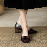 Small Fragrant Style Color High Heel Women 2025 Spring And Autumn New Thick Heel Anti-Slip Bow Retro Heel Single