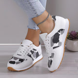 New Thick-Bottomed Leopard Lace Casual Sneakers Women's Large Size Low-Top Single-Shoe Running