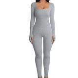 And Summer Threaded Collar Hips Sexy Yoga Sports Long-Sleeved Short-Sleeved Jumpsuit Trousers