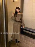 Xixi 2025 Winter French Temperament Clear Thin High-Waist Wool Hairy Skirt With Hip Fishtail Skirt