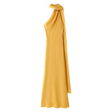 Homemade Niche New Women's Clothing In Spring And Summer Solid Color Hanging Neck Silk And Siding Texture