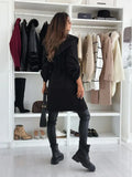 Autumn And Winter New Temperament Fashion Collar Tender Long Solid Color Hair Coat Waist Women's