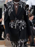 Catwalk Jacket In The Autumn Of 2025 New Fashion High-End Studded Coat With Bare Back And Bare Waist Suit