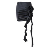 Zingj Ins Hot Style Fashion French Temperament Rose Decoration Pure Desire To Slim Half Body Short Skirt