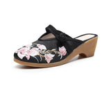 Zingj Summer New High Heel Wedge Heel Embroidered Cloth Slippers Women's Sandals Embroidered Cloth