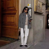 Code Women's Double Buckle Solid Color Of The Coat Coat Casual Temperament British Style Cloth