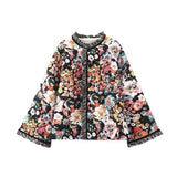 New Autumn And Winter Printing Imitation Cashmeal Cotton Clothes Comfortable Leisure Horn Sleeve Loose Women's Cotton