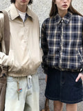 Zingj Double-Sided Wear Classic Plaid Jacket, Male And Female Harlington Lapel Casual Short Style Couple Jacket