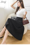 Women's Skirts High Waist Sweet Girl's Mid-calf Skirt Solid Skirts for Women Vintage Long Fashion 2023 Kawaii Summer Women