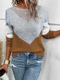 And Winter Crash Round Collar Collar Sweater Hollow Casual Women's Top Long-Sleeved