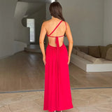 Zingj 2024 New Lace-Up Back Sexy Slit Dress Women's