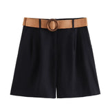 Summer New Women's Casual Temperament Simple Fashion With Belt Baimu High-Waist