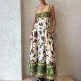 Summer Women's New Temperament Elegant High-Waist Print Slings Casual Fashion