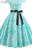 Women Vintage Dress White Polka Dot Summer Dresses Pin Up Print Retro 50s Rockabilly Party Sundress