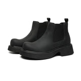 New Black Low Barrel Male British Wind Gang Round Head Male Set Martin Boots
