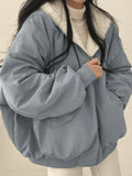 Reversible Oversize Fleece Hooded Jacket-Outfit