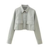 New Women's ZAPOLO Collar Pocket Coated Short