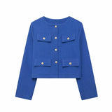 New Flip Decoration Round Collar Short Coat